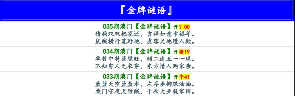 035期金牌谜语[图]