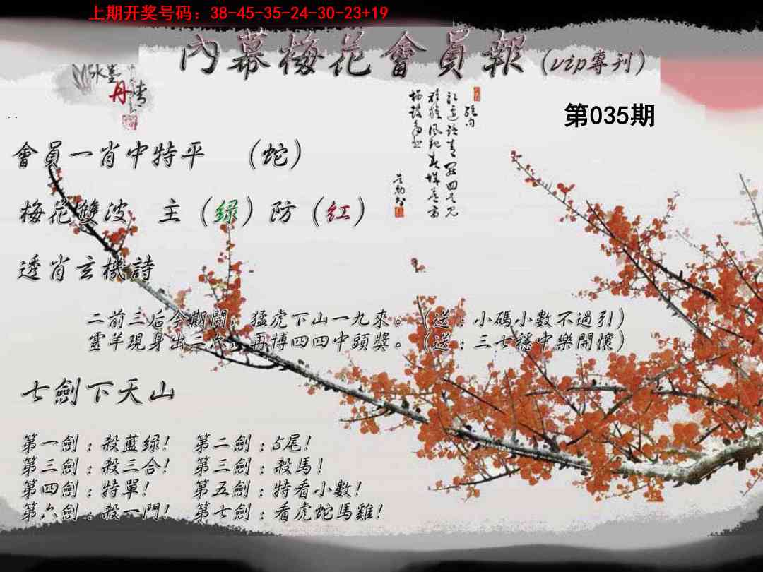 035期内幕梅花会员报[图]